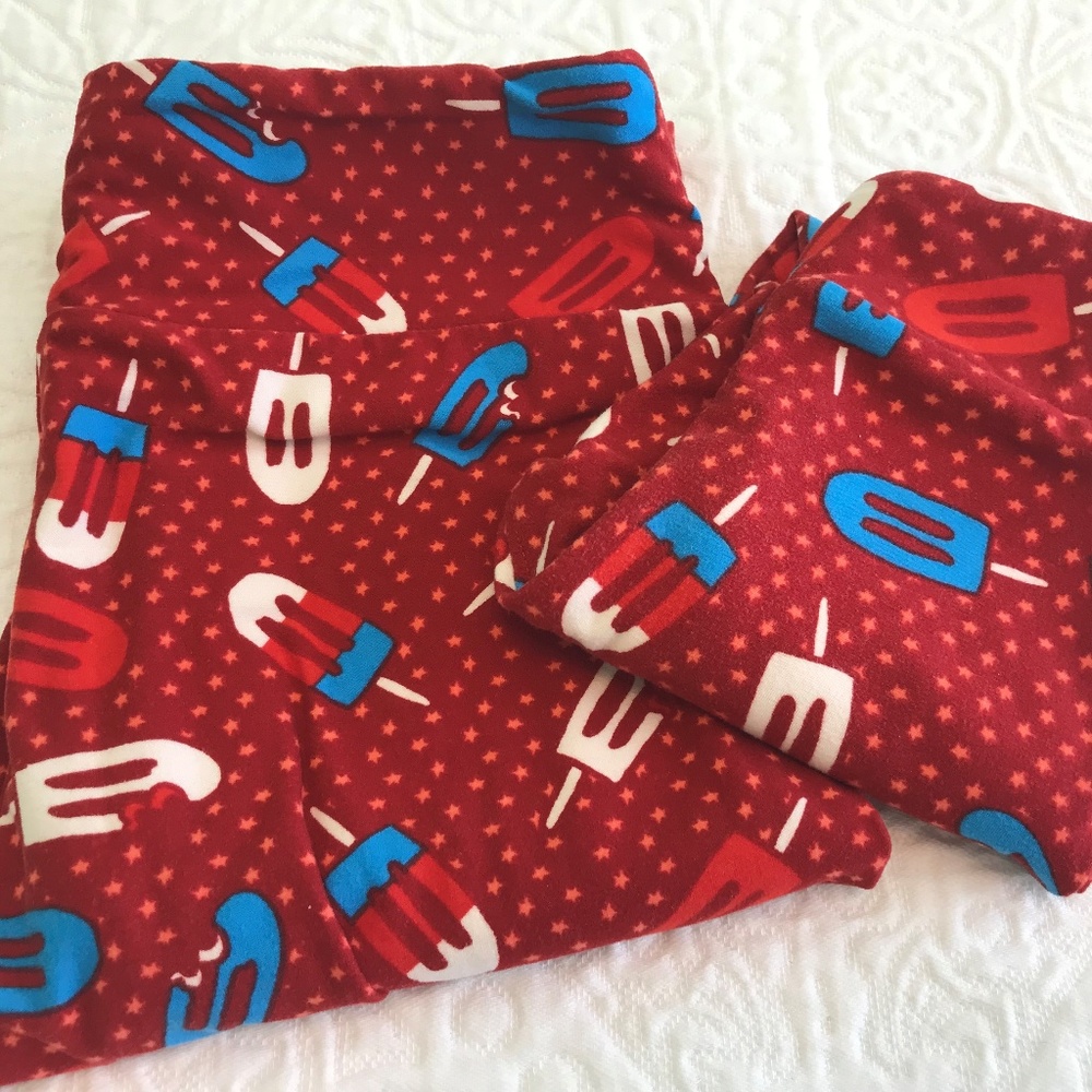 Lularoe OS & SM Leggings USA Popsicles 4th of July